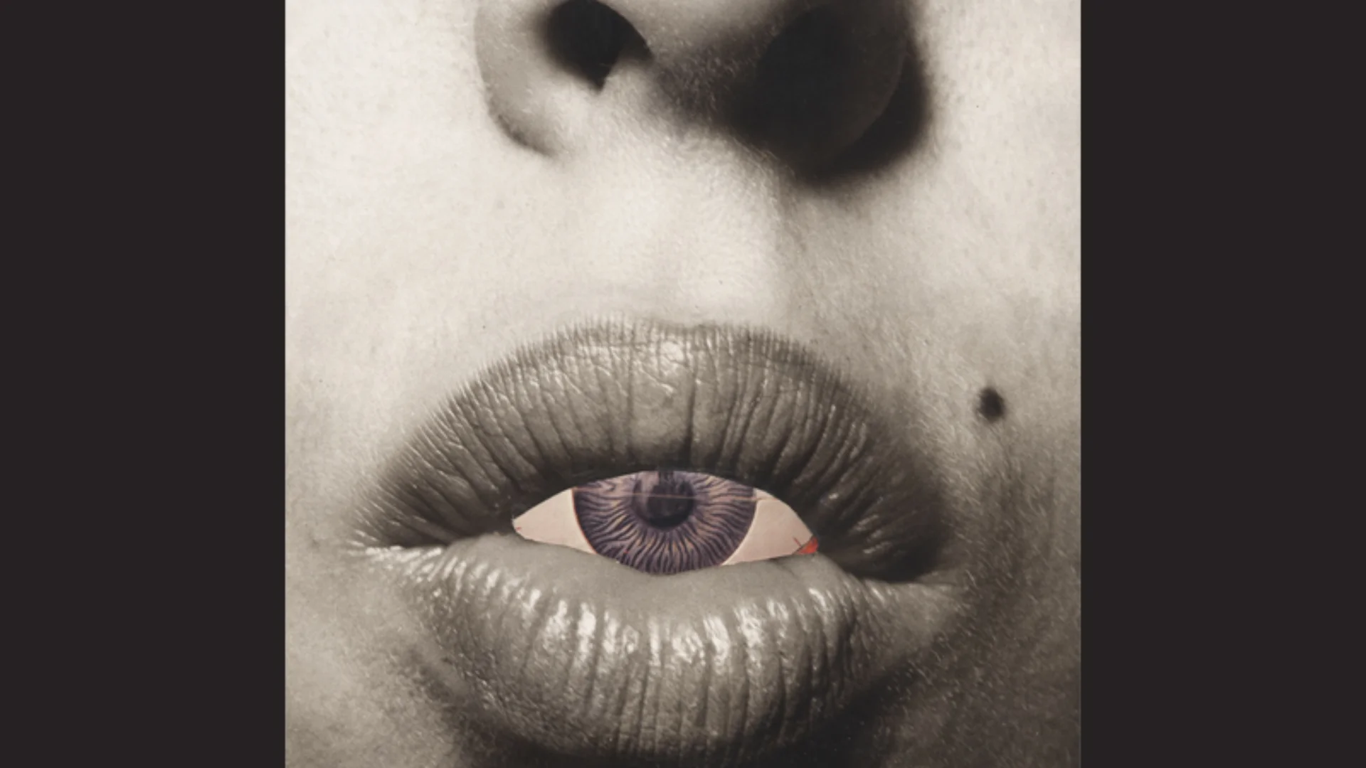Mouth and nose - the mouth contains an eye looking towards the viewer