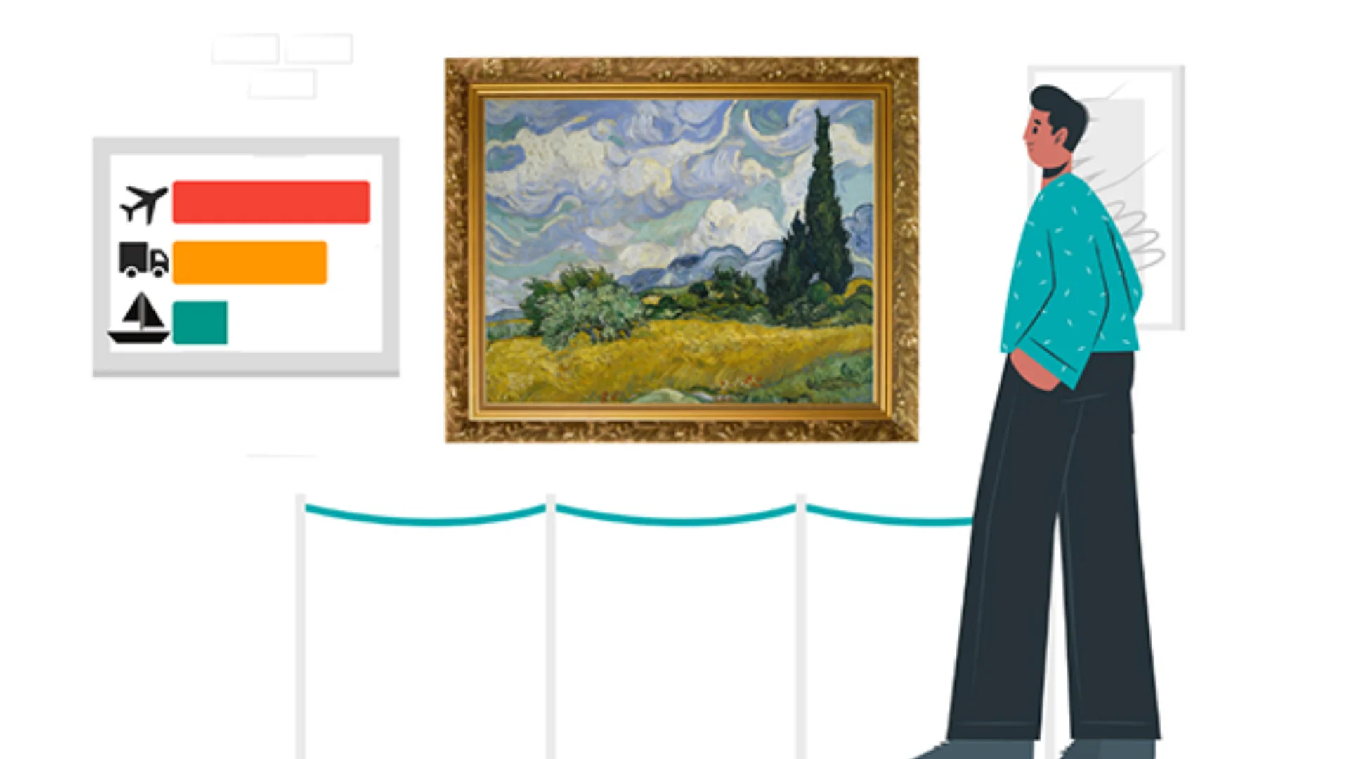 Poster for event showing man viewing painting
