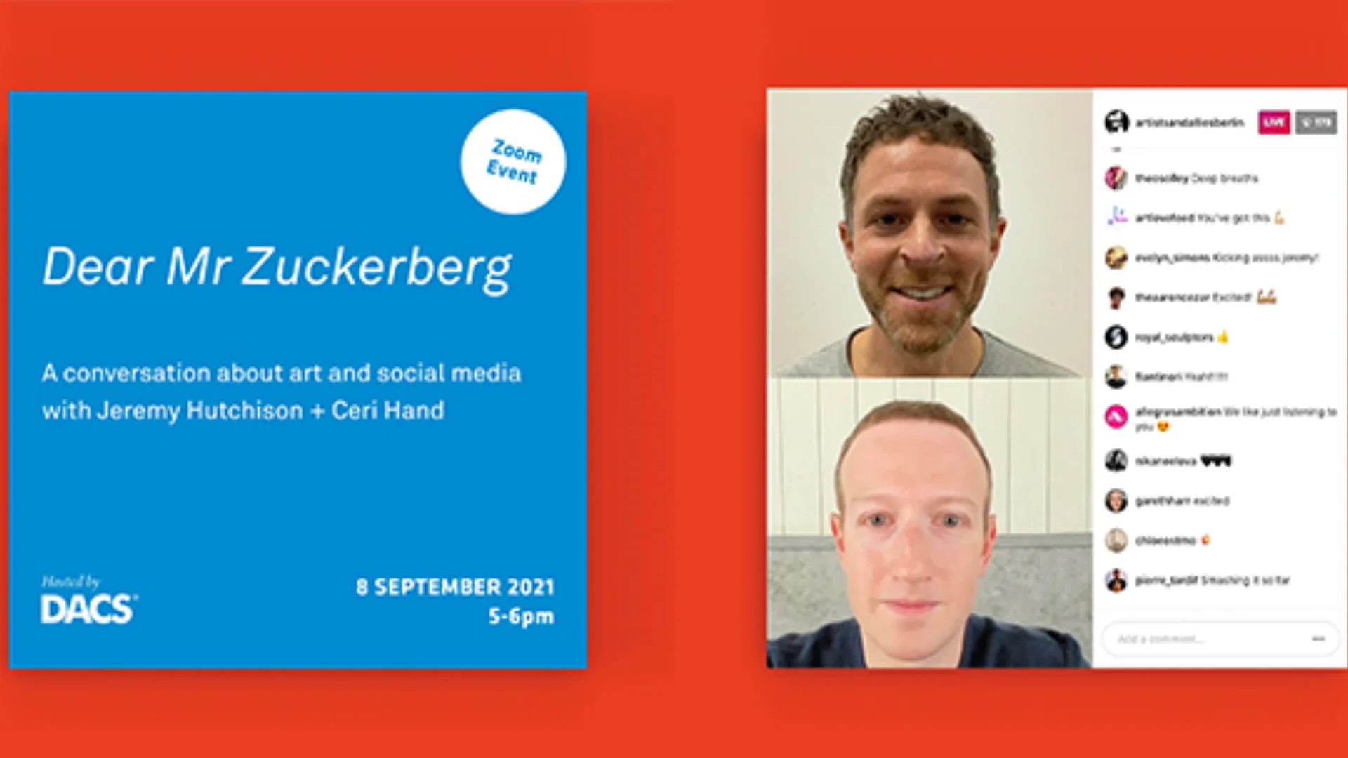 Poster advertising event with picture of Zuckerberg