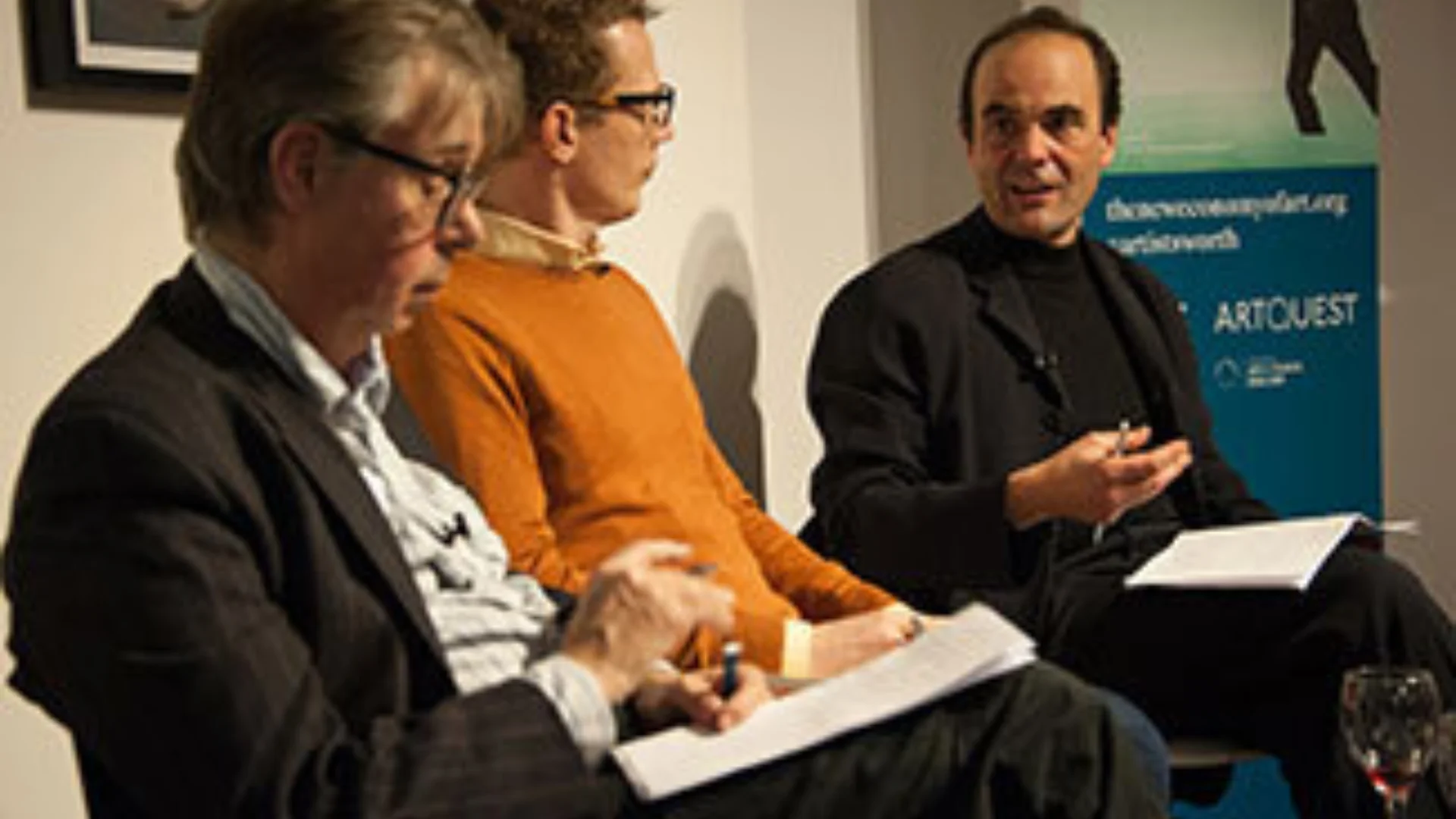 Andrew Brighton, Russell Martin and Juan Cruz at The New Economy of Art debate