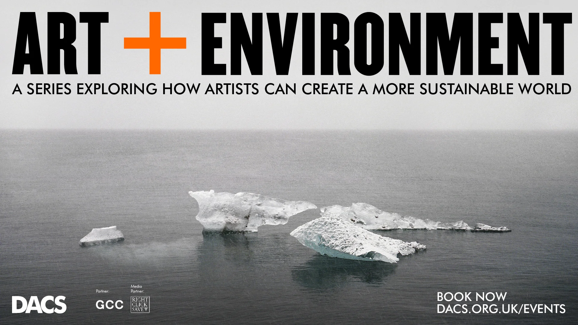 An iceberg with the text on it ' Art+Environment event series announcement'