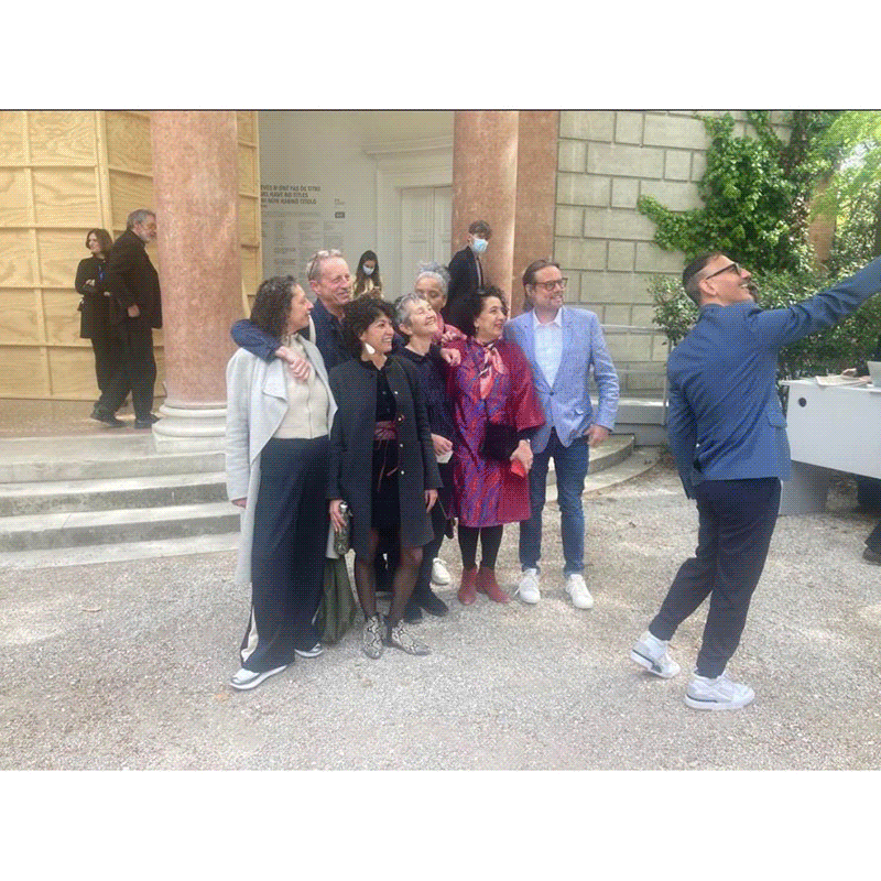 A GIF of images taken at the Venice Biennale 2022, of artworks and people in galleries