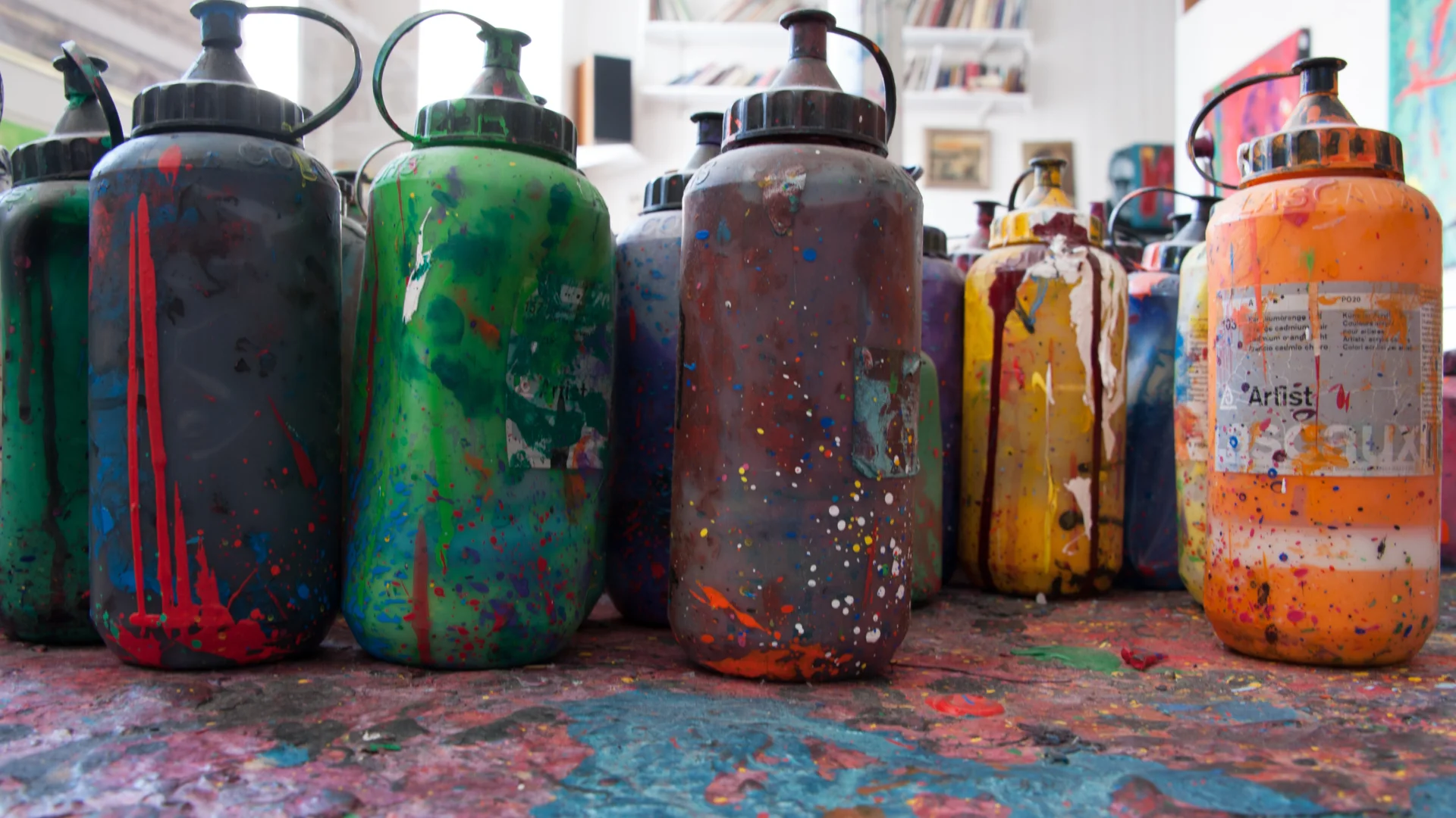 Plastic Paint Pots of various colours