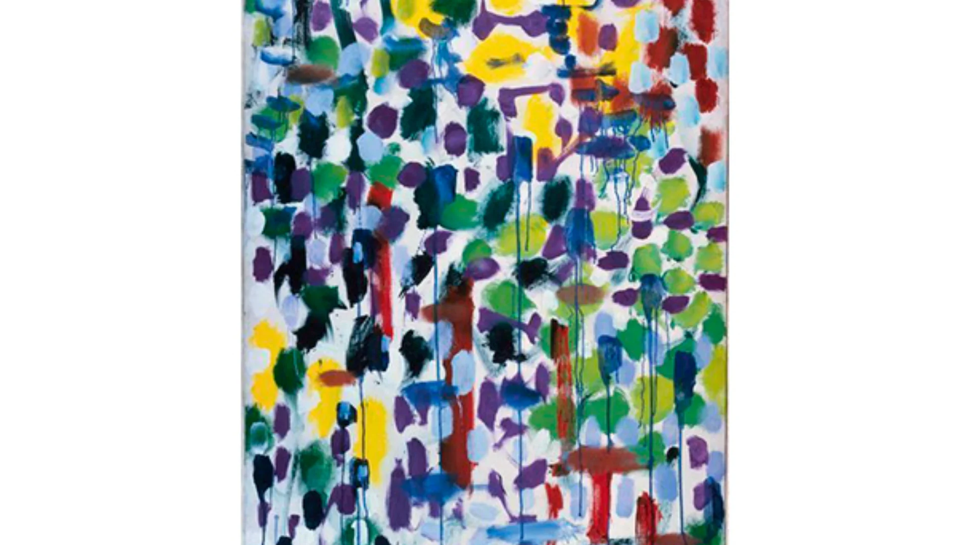 Multi coloured patches on a white background