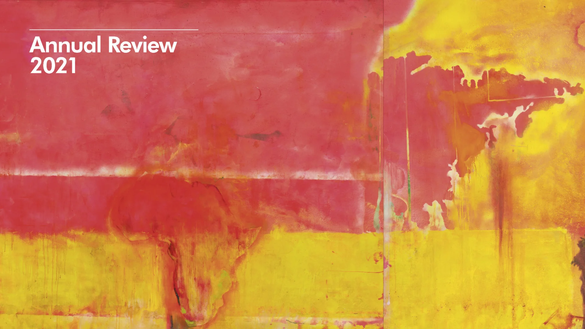 Annual Review 2021 cover - red and yellow abstract painting